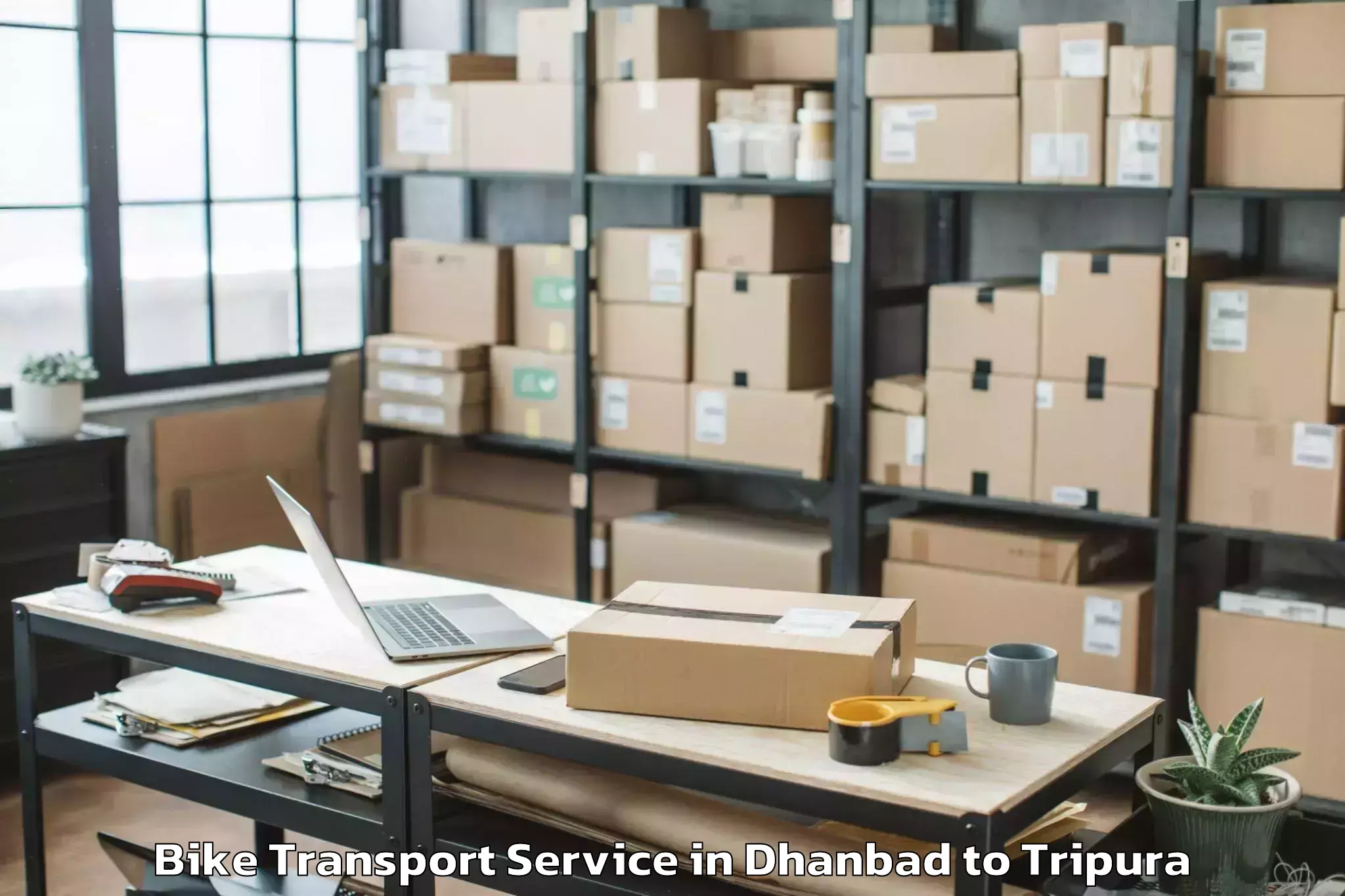 Reliable Dhanbad to Amarpur Gomati Bike Transport